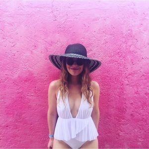 ASOS BRIDAL Pleated Frill Plunge Skirted Swimsuit